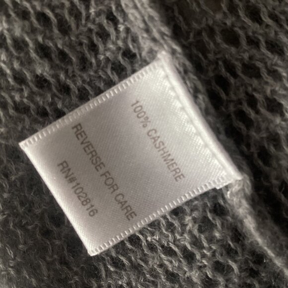 Garnet Hill Womens Open Front Gray Chevron Knit 100% Cashmere Cardigan Sweater M - Picture 4 of 9